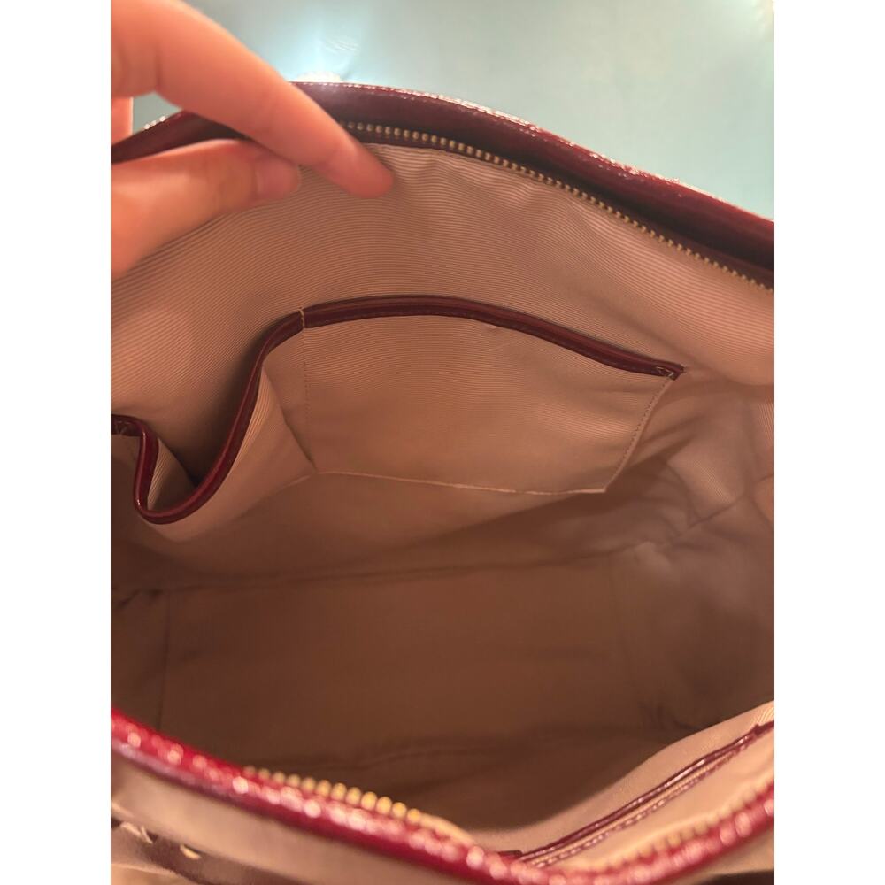 Ann Taylor Deep Red Patent Leather Satchel Shoulder Bag EUC - Picture 9 of 9